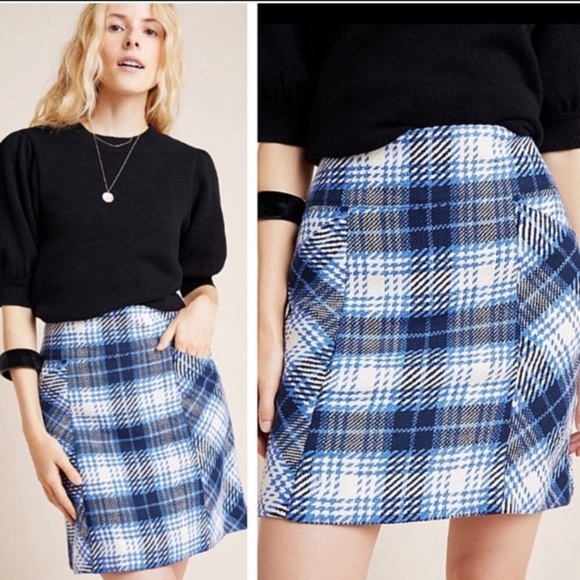 Anthro Maeve slim plaid mini skirt - Picture 2 of 4
